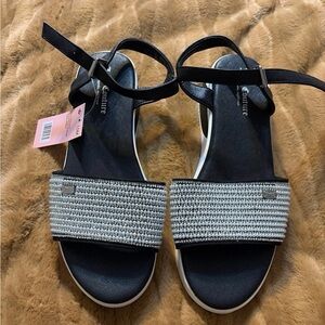 Juicy Couture Black and Silver Embellished Sandals